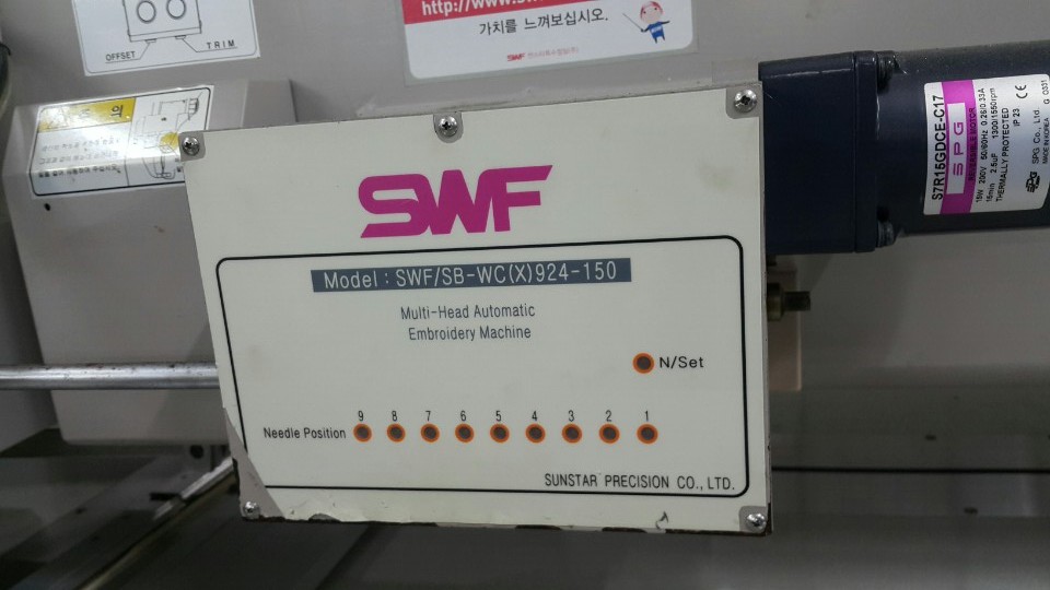 مكينة تطريز عادي دبل ترتر كمبيوتر متعددة الرؤوس كوري SWF 24 رأس موديل 2009 مستخدم نظيف كرت SWF/SB - WC(X)